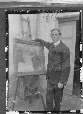 Benito Quinquela Martín, 1916, con una obra