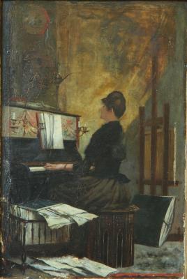 Muchacha sentada al piano