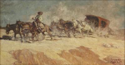 Diligencia cruzando el arenal