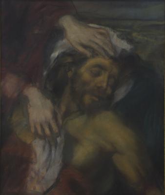 Cristo y las manos de la Virgen